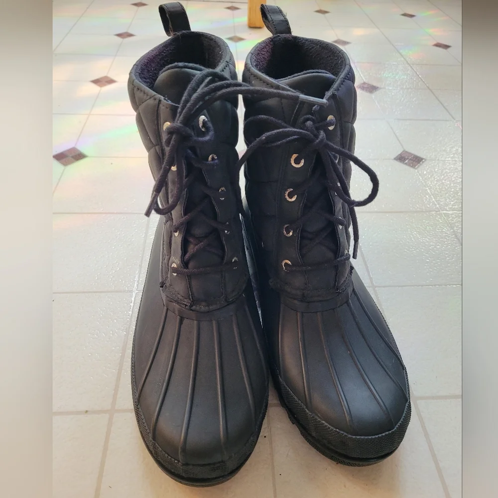 Sperry Top-Sider Gosling Quilted Duck Boots Womens 10 Black Waterproof Outdoor